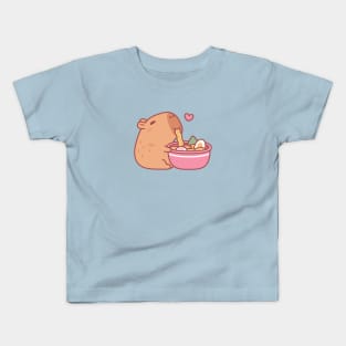 Cute Capybara Eating Ramen Kids T-Shirt